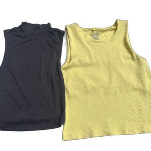 Bundle x2 Tank Tops x1 Black Mock Turtleneck x1 Miss Valley Yellow Tank Top M/L